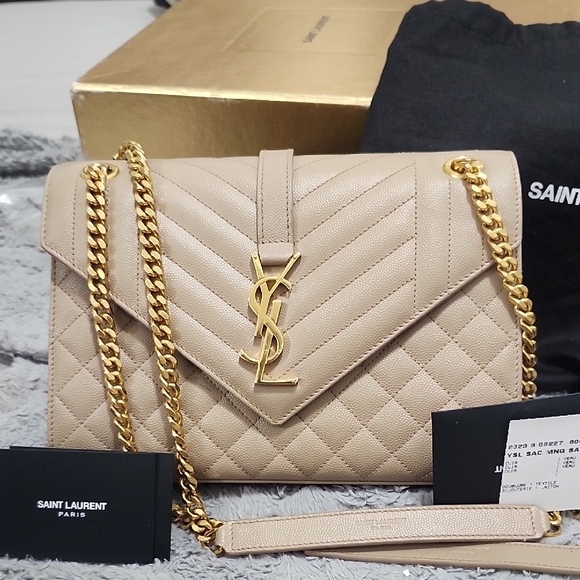 Yves Saint Laurent Taupe Quilted Leather Shoulder Bag - Picture 7 of 7